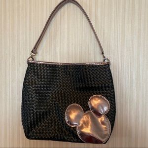 Disney Parks Faux Leather Woven Mickey Mouse Purse